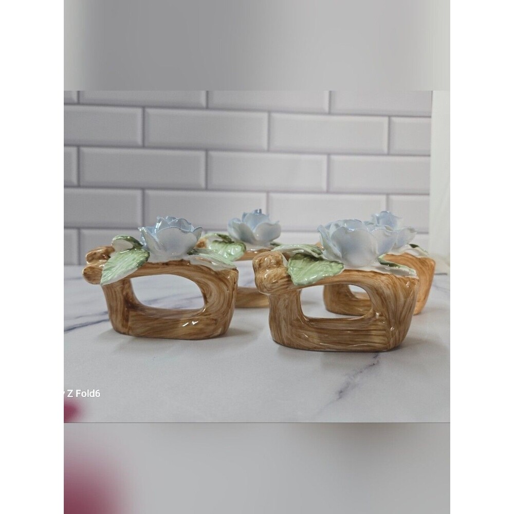 Vintage Set of 4 Bone China  Napkin Rings | Pia Philippines 1985 | Cottagecore
